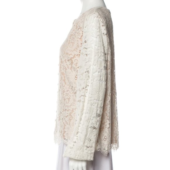 RACHEL ZOE Lined Lace Button Front Blouse  | Large - Picture 5 of 8